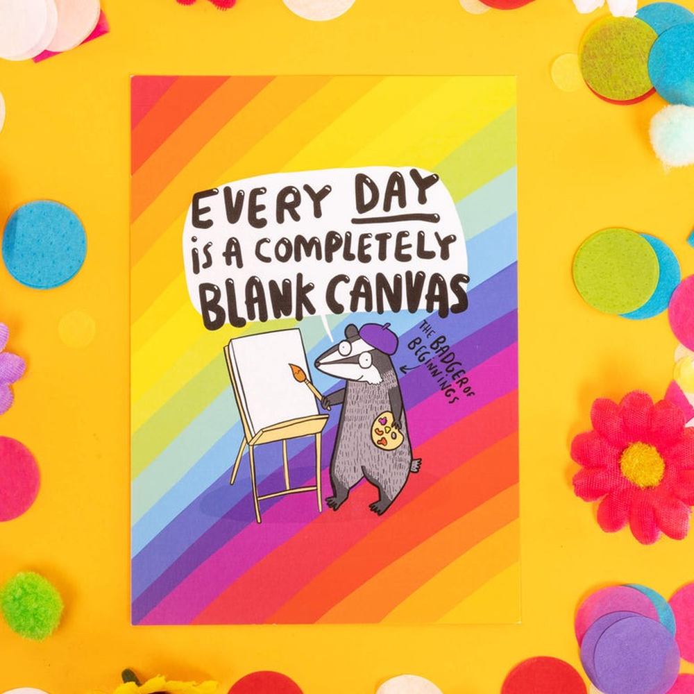 Katie Abey Design - Every Day Is A Completely Blank Canvas Postcard Wenskaart - Multicolours